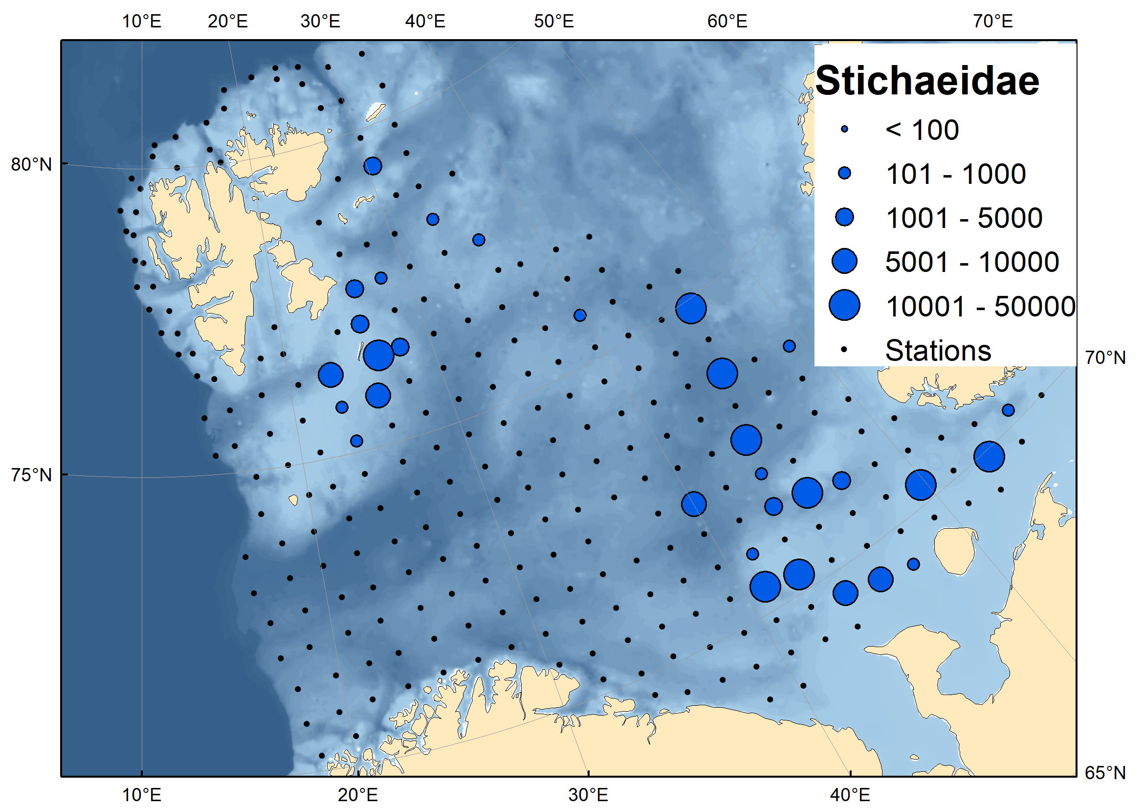Figure 9.1.6. Spatial distribution of Stichaeidae in August-September 2023.