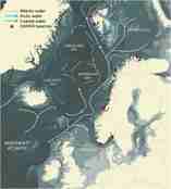 Kart over havstrømmer i havstrømmer i havområdene utenfor Norge, og OSPAR-strendene på Fastlands-Norge og på Svalbard.