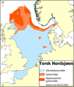 Utbredelseskart torsk i Nordsjøen