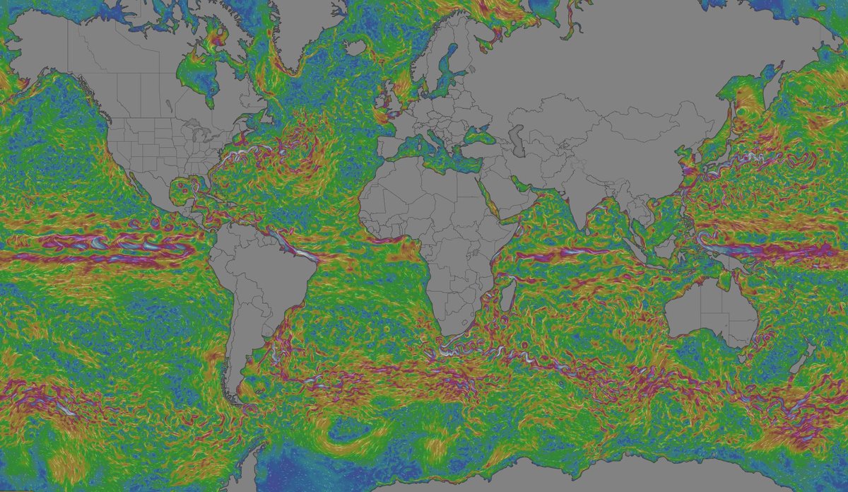 
Kart som viser hvordan havstrømmene beveger seg på kloden