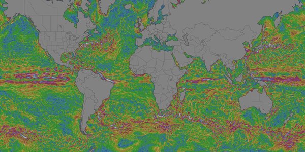 Kart som viser hvordan havstrømmene beveger seg på kloden