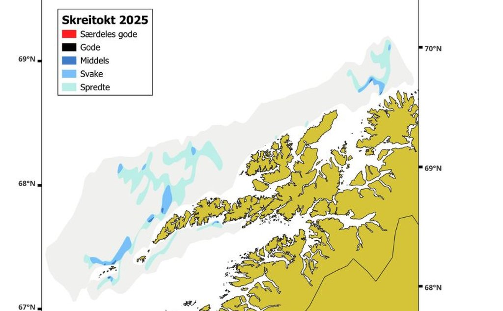 kart over lofoten med farger her og der