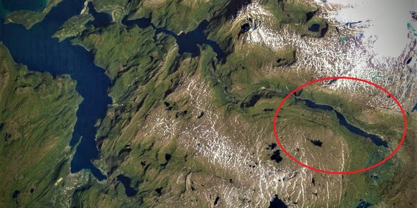 Satellittbilde av Sulitjelma og innerste delen av Skjerstadfjorden
