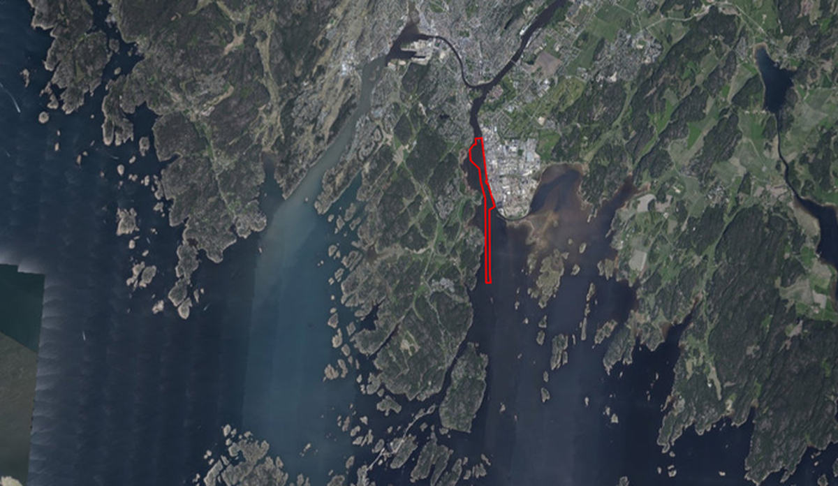 
Kart over kystområde med røde linjer som viser hvor prosjektet vil foregå 