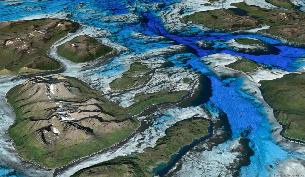 
Kart som viser det undersjøiske landskapet rundt Skjervøy i Nord-Troms.