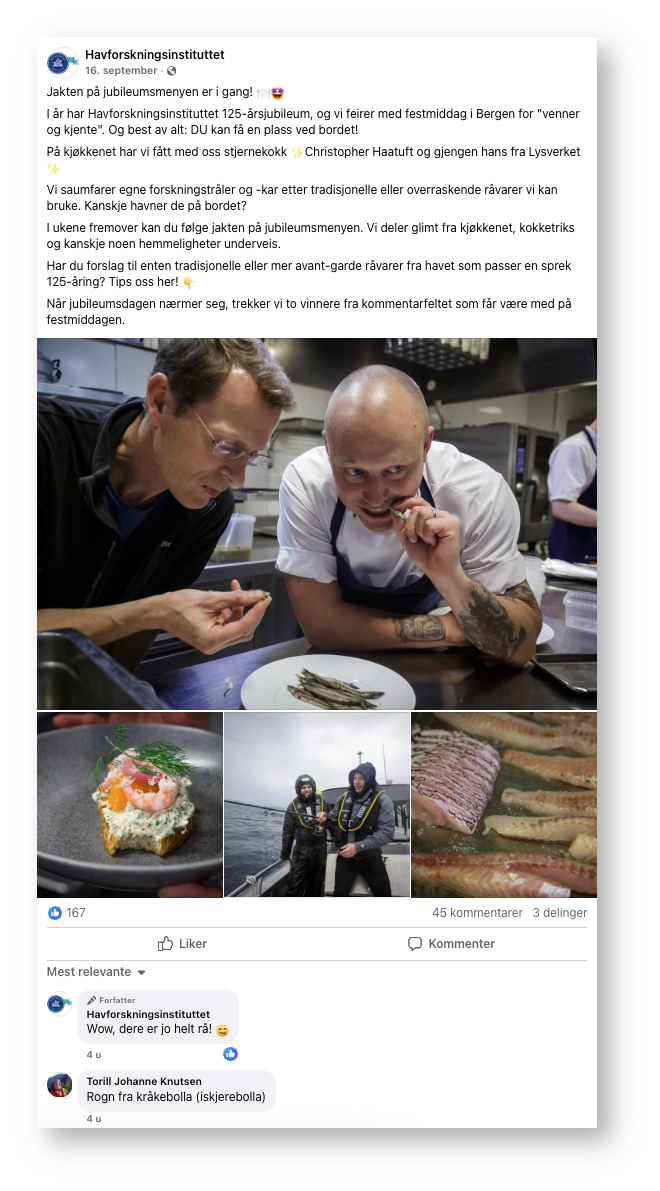skjermbilde av et facebookinlegg
