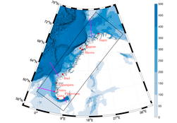 Utsnitt av kartområde som viser fortrinnsvis Norge og målestasjoner