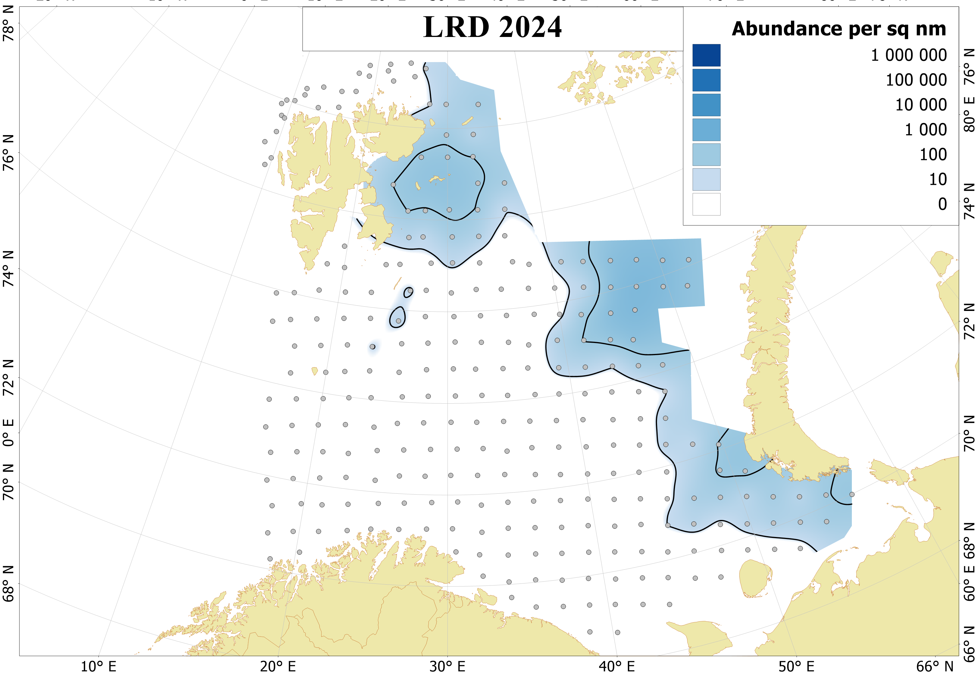 Figure 6.9.1. Distribution of 0-group long rough dab, August-September 2024. Dots indicate sampling locations