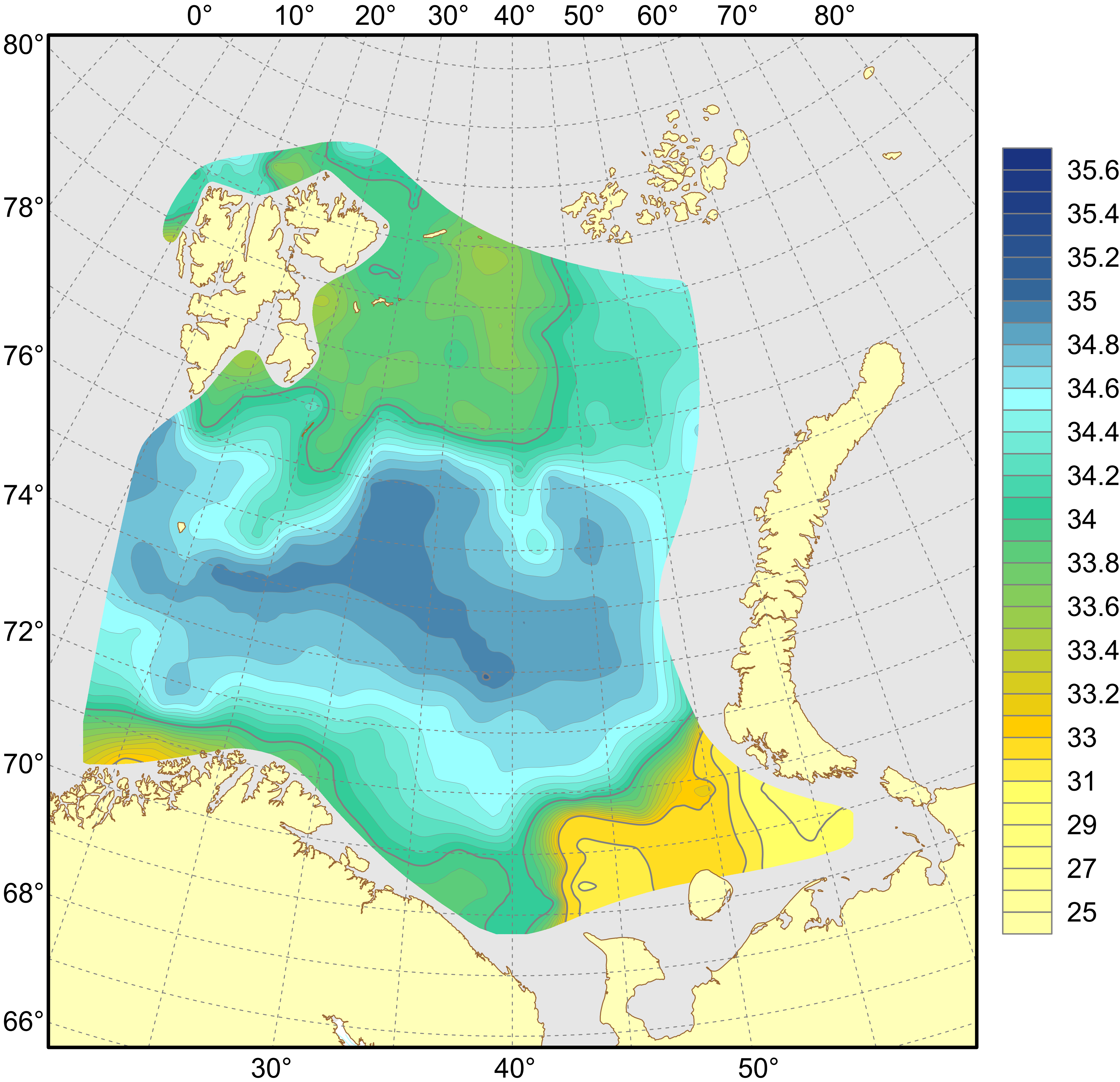 Figure 4.1.1.2. Distribution of surface salinity, August–October 2024.