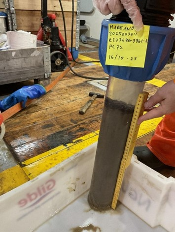 Push corer taken from the ROV filled with mud