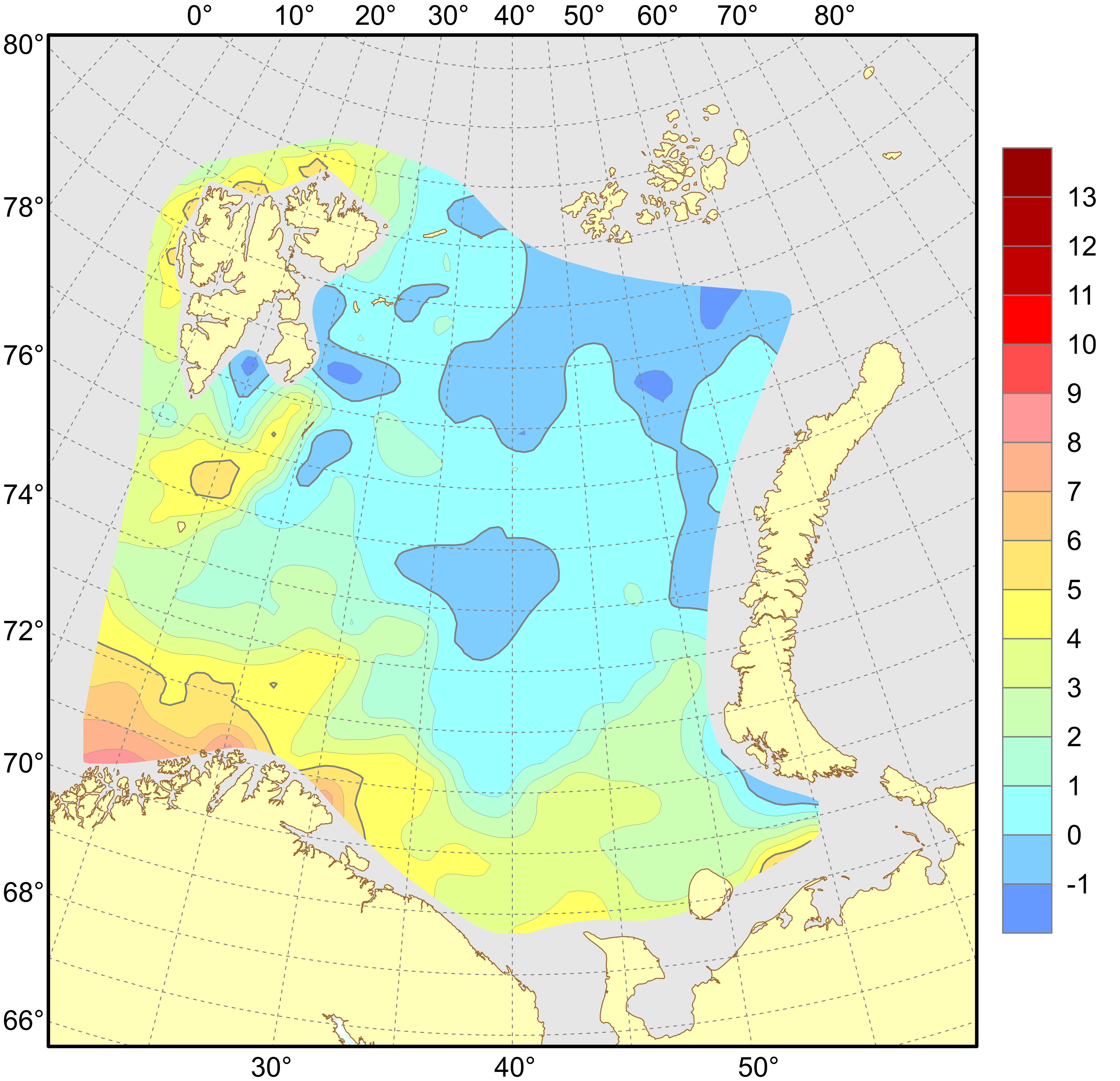 Figure 4.1.1.7. Distribution of temperature (°C) at the bottom, August–October 2025.