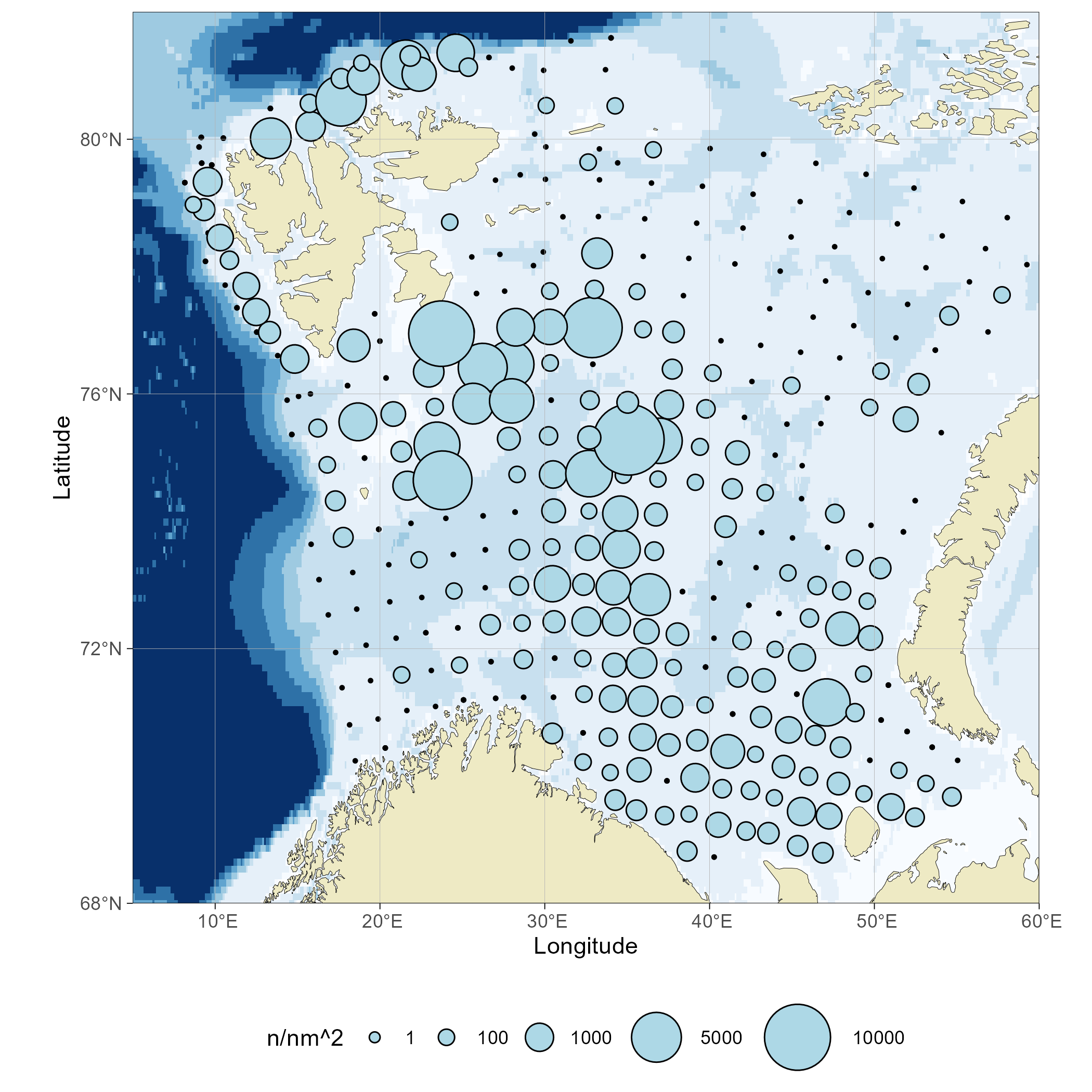 Figure 8.2b. Distribution of cod (Gadus morhua) 20-34 cm.
