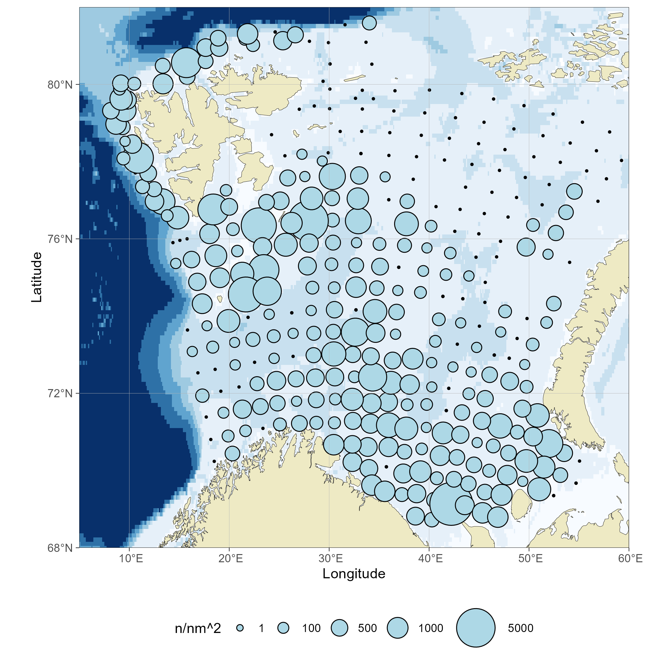 Figure 8.1d. Distribution of cod (Gadus morhua) ≥50 cm.