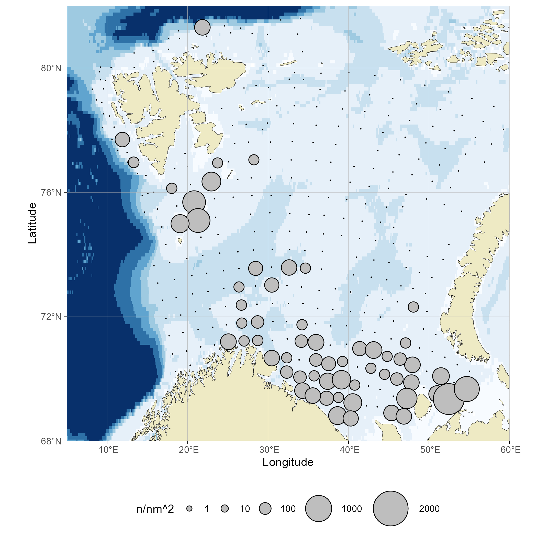 Figure 8.2d. Distribution of haddock (Melanogrammus aeglefinus) ≥50 cm.