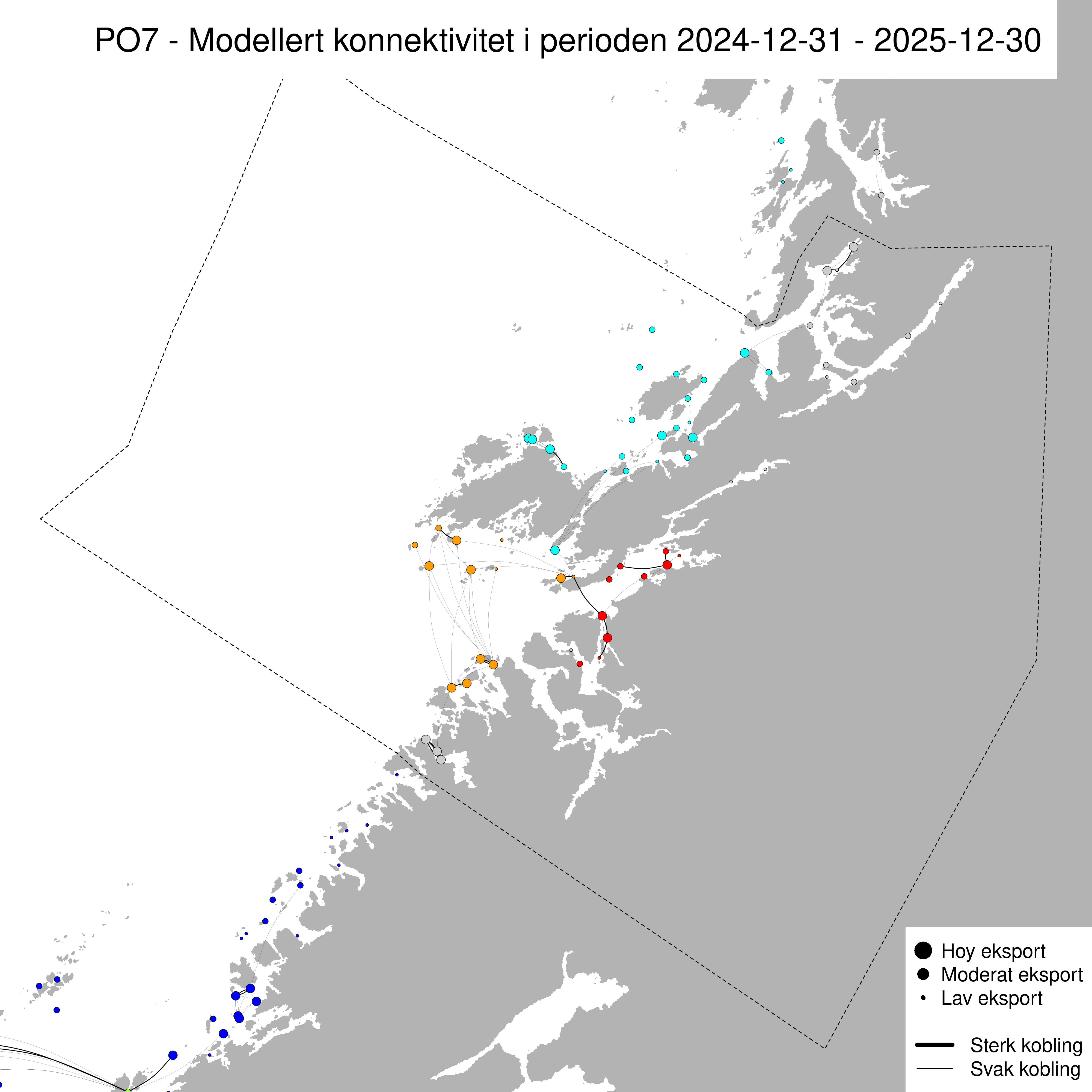Sterkaste smittevegar for lakselus gjennom året 2025