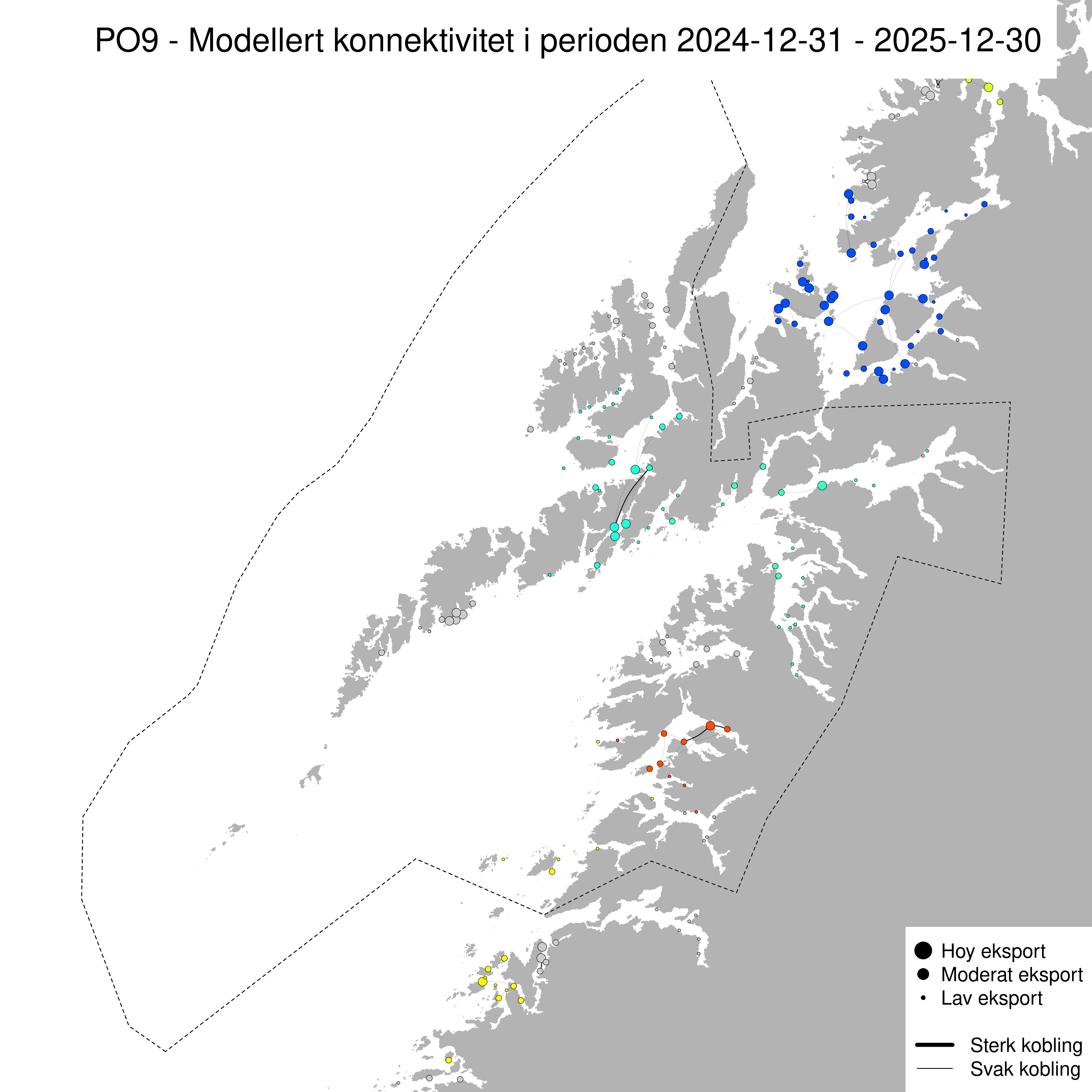 Sterkaste smittevegar for lakselus gjennom året 2025