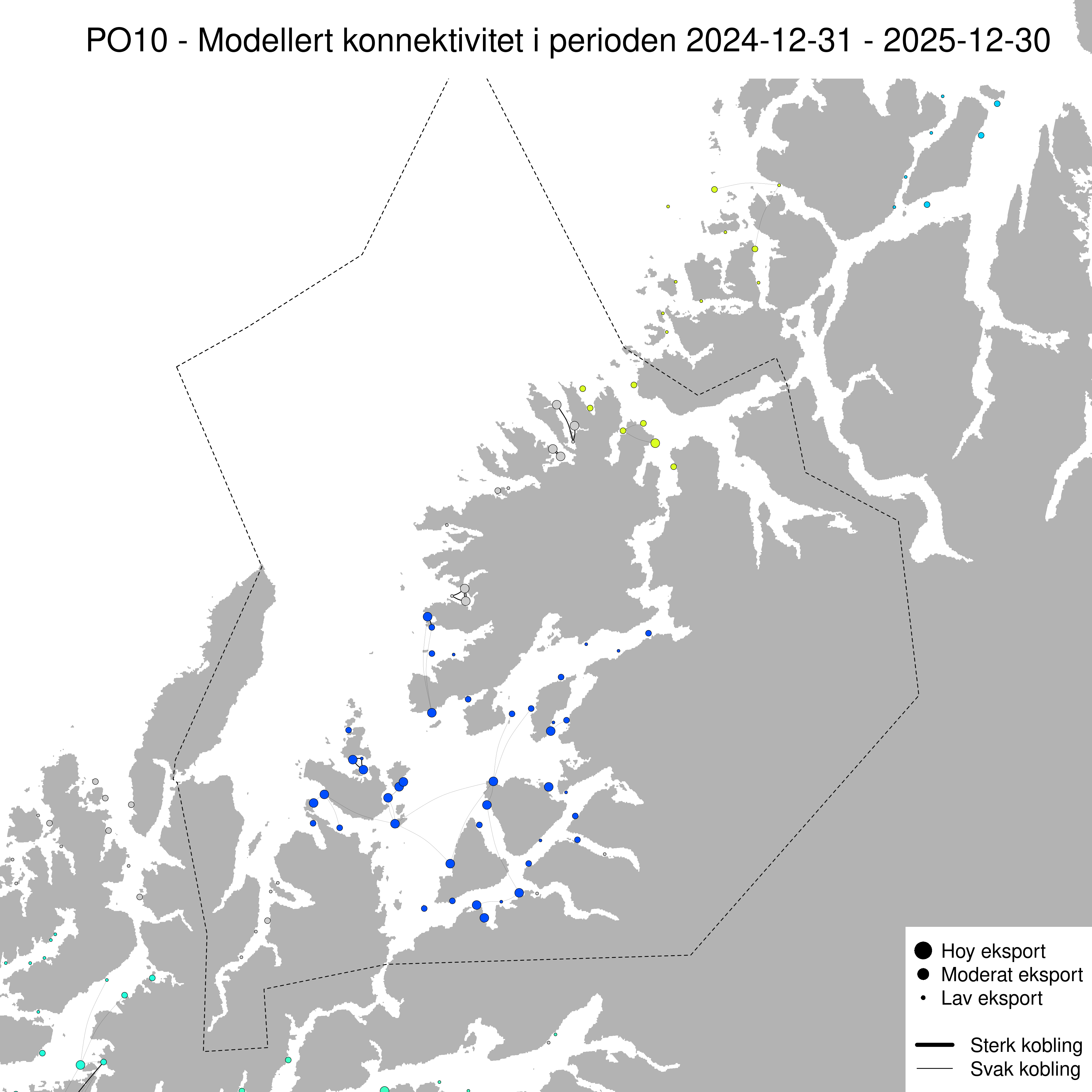 Sterkaste smittevegar for lakselus gjennom året 2025