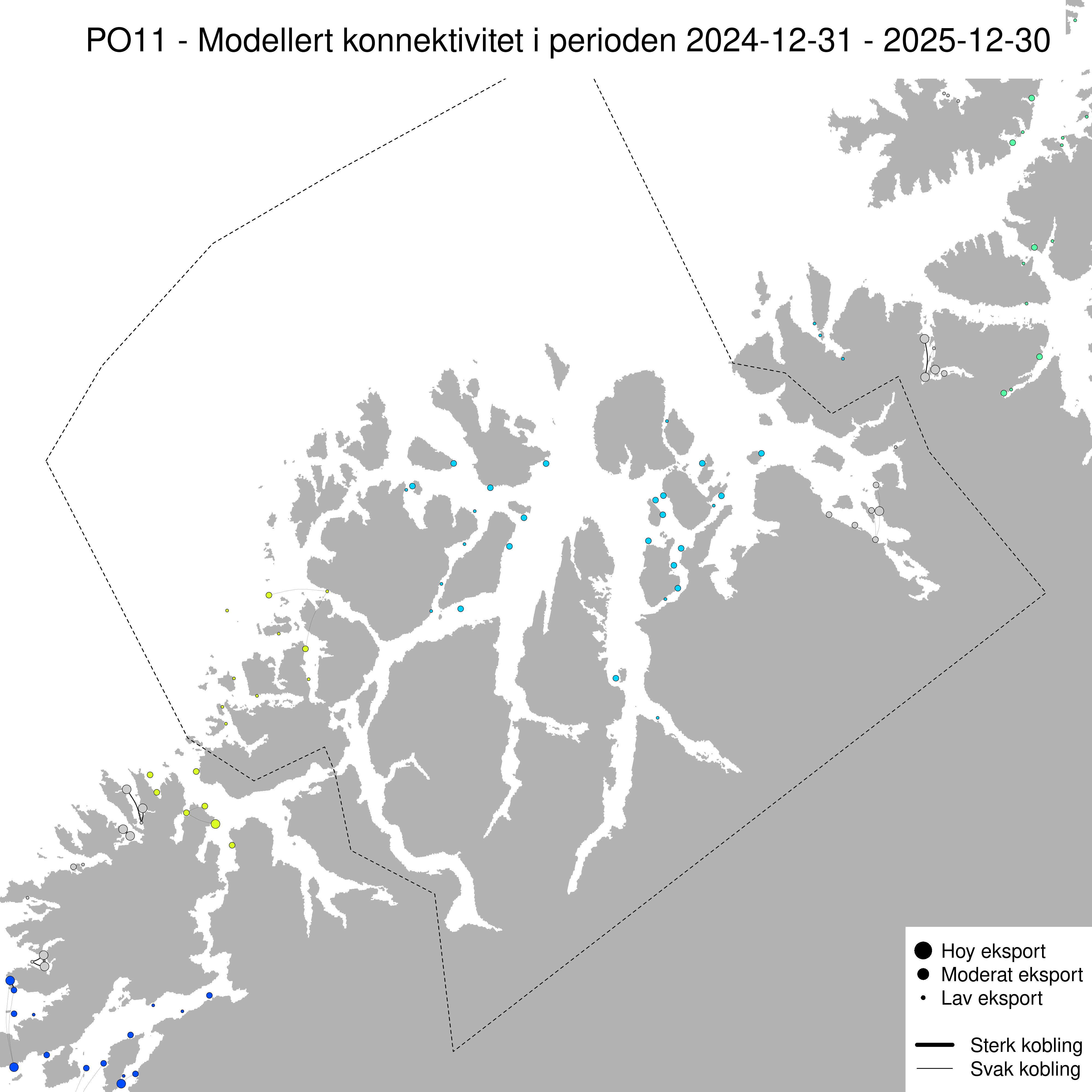 Sterkaste smittevegar for lakselus gjennom året 2025