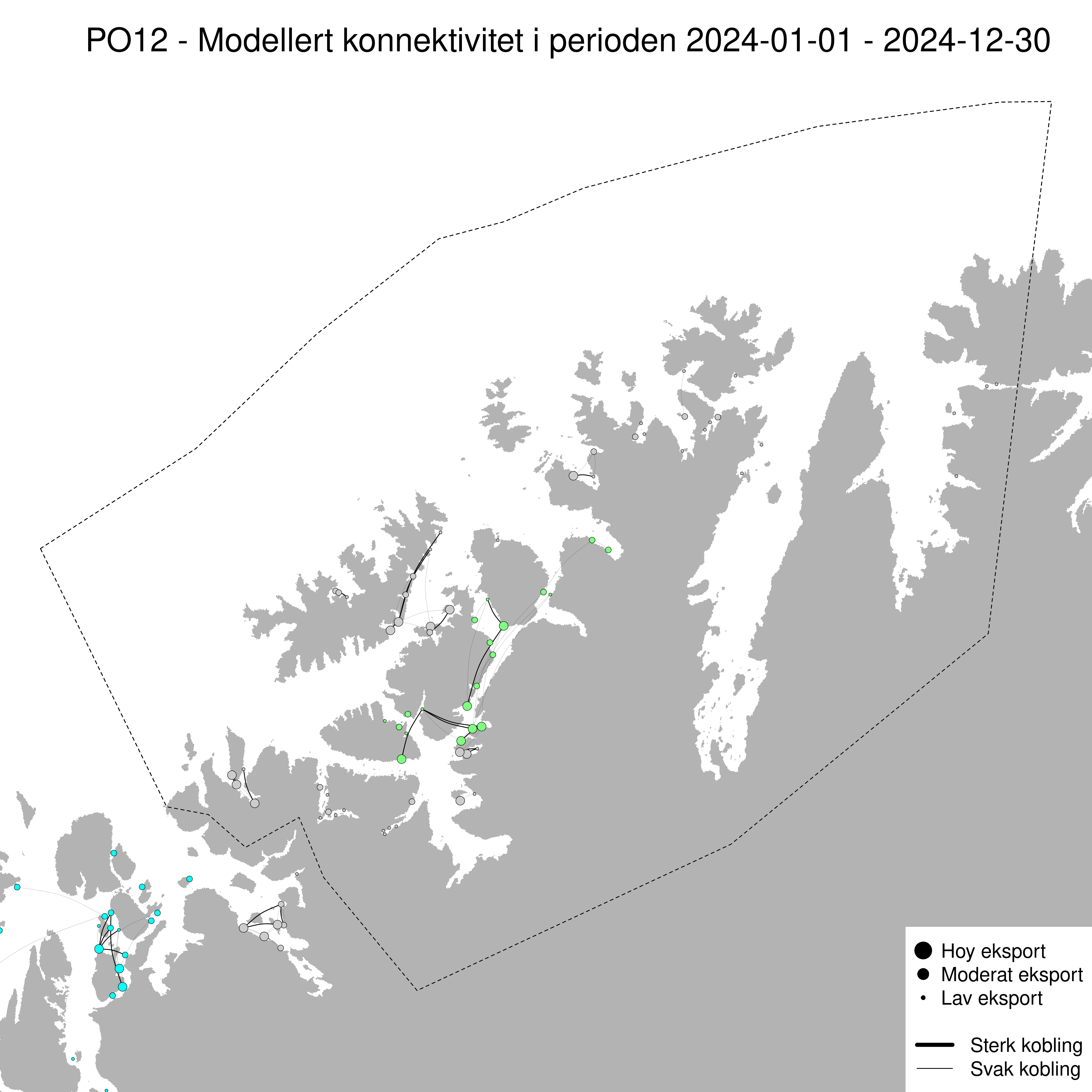 Sterkaste smittevegar for lakselus gjennom året 2024