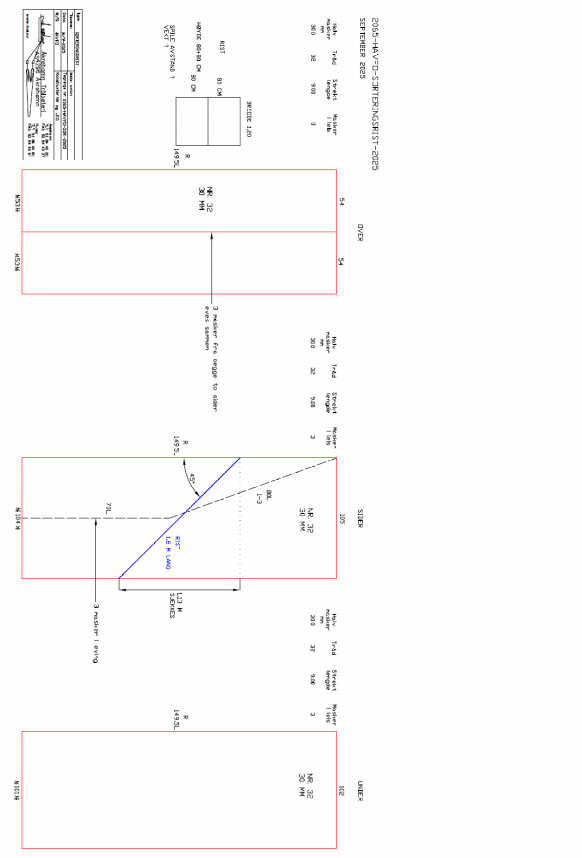 Tegning av trålforlengelse med seleskjonsseksjon. 