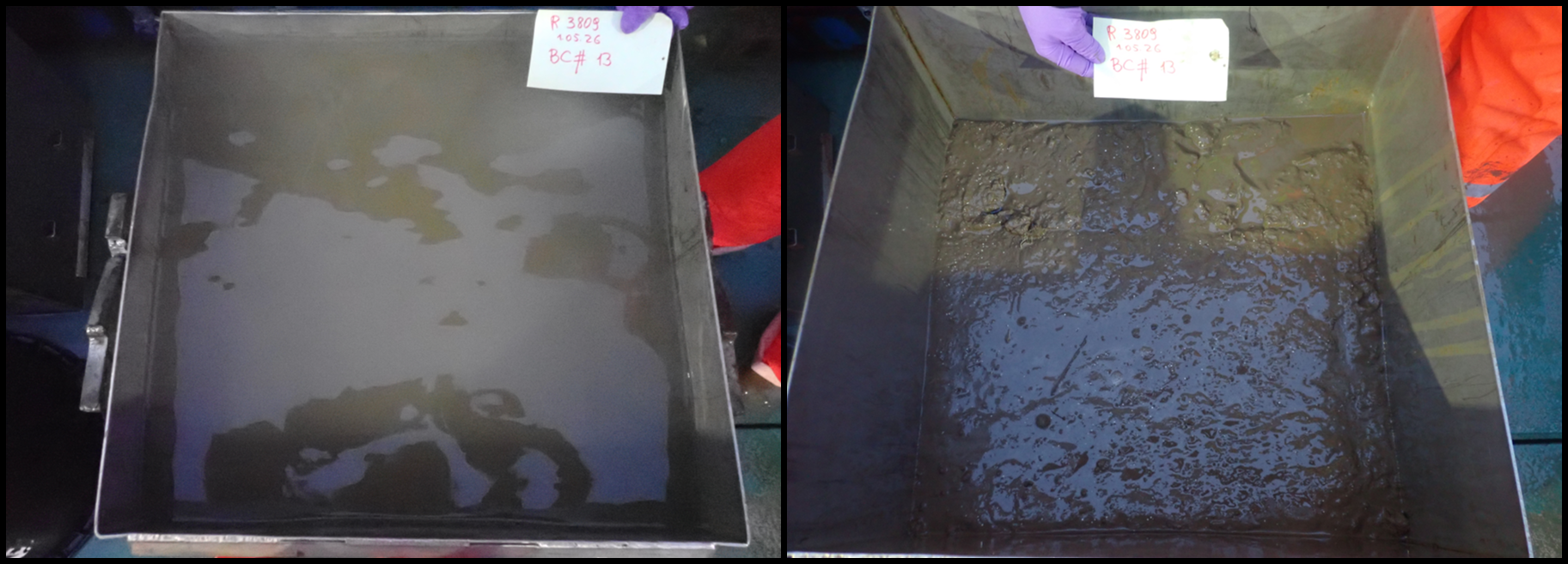 2 Box corers with muddy water
