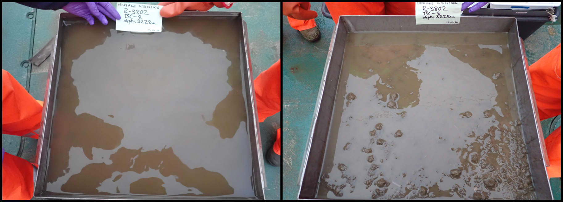 2 Box corers with muddy water
