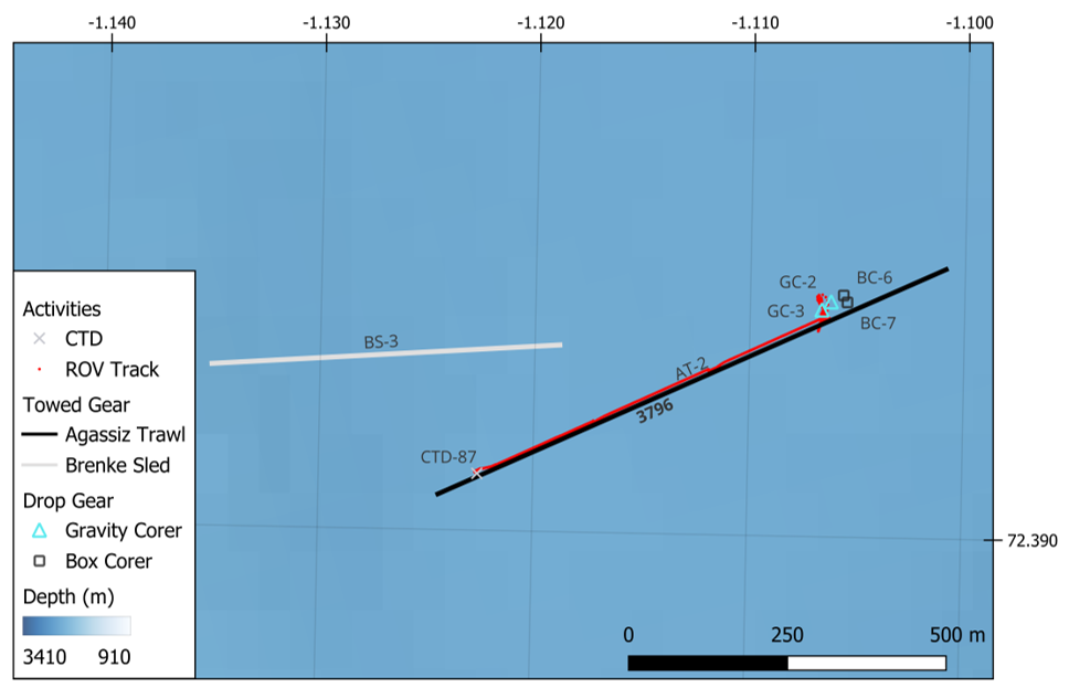 Map of the physical sampling gear locations