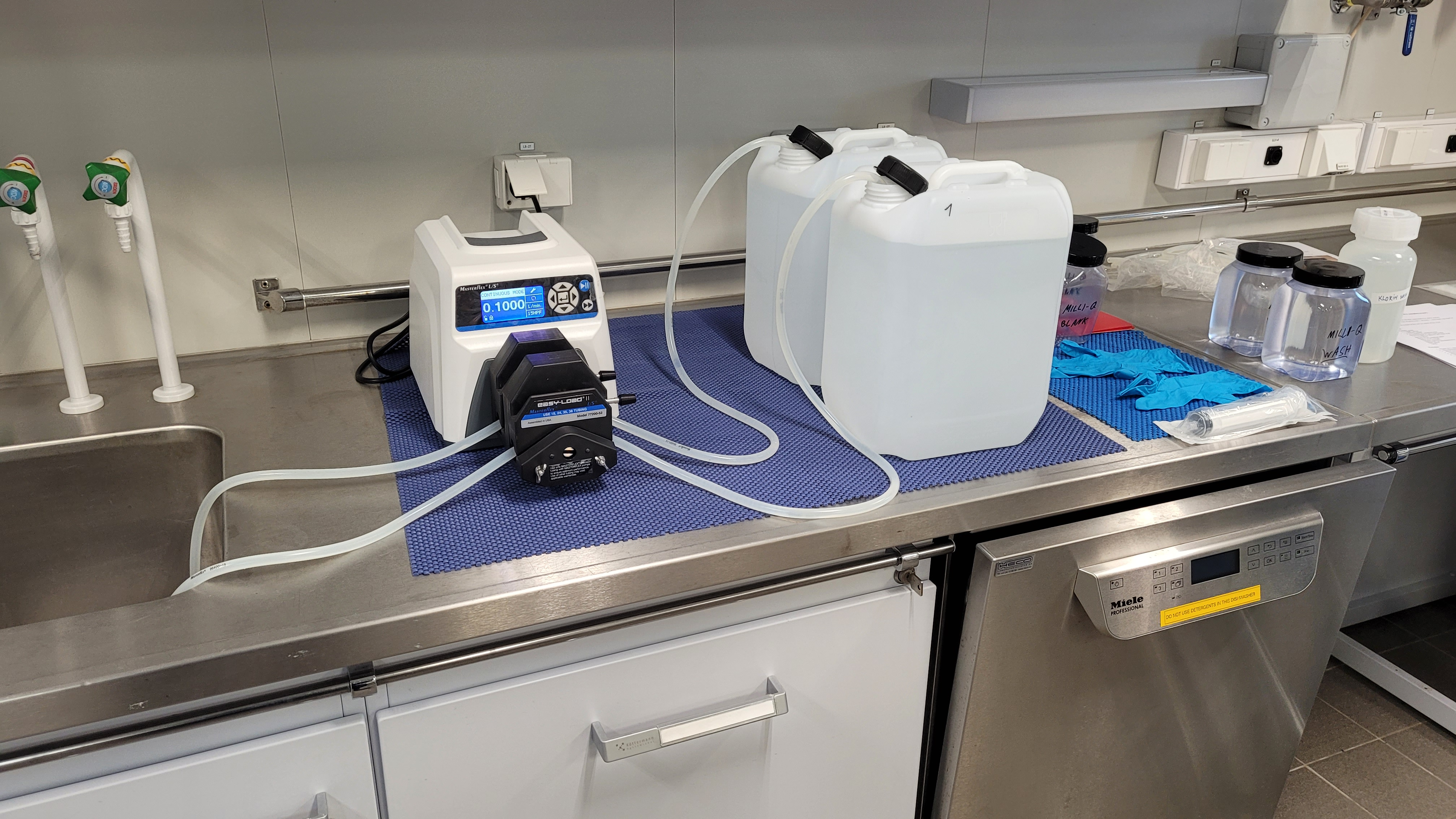Picture of the water filtration set-up for eDNA