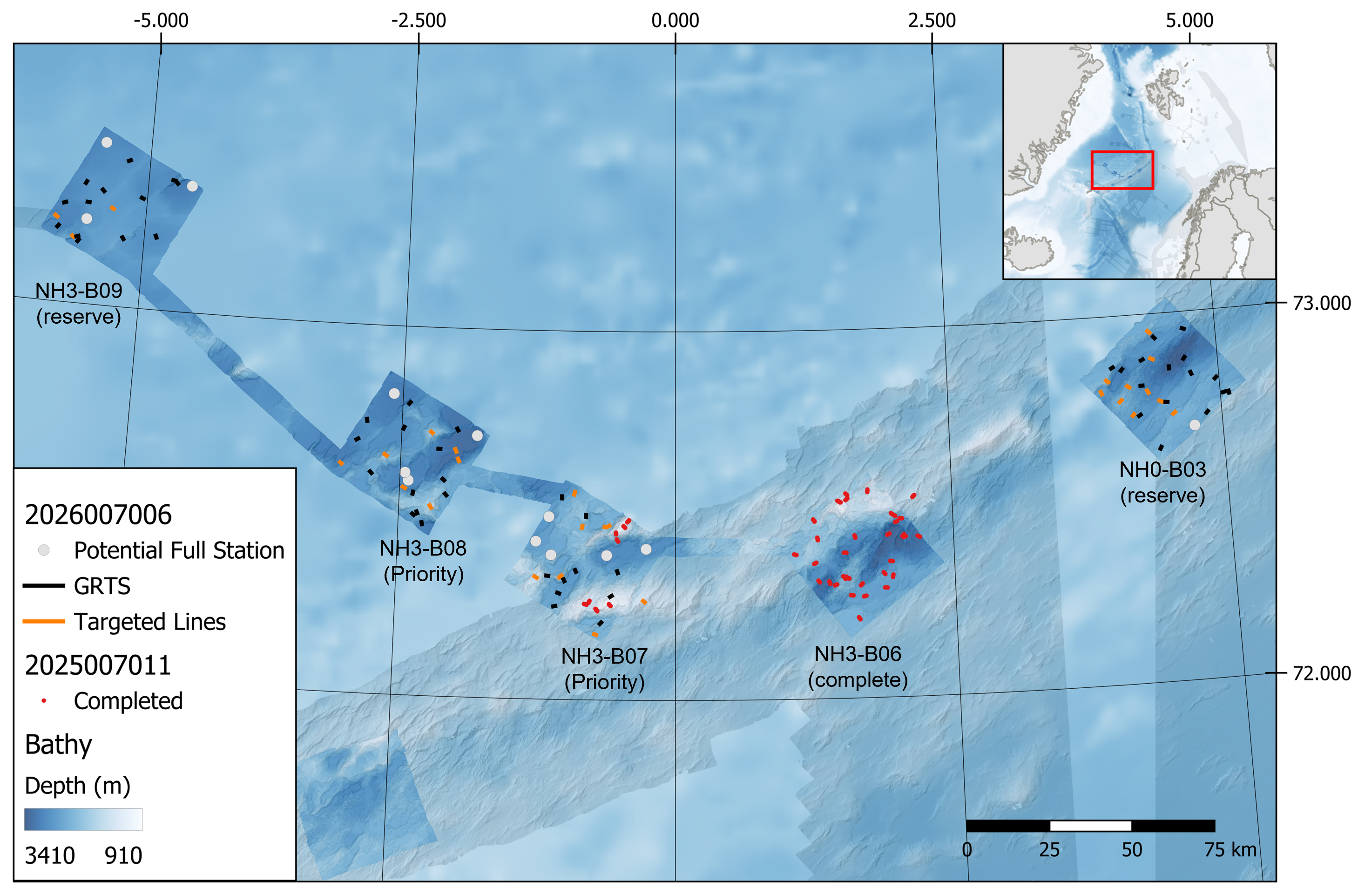 Map of the survey area for the cruise