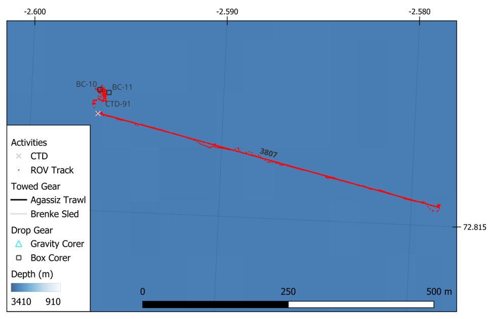 Map of the physical sampling gear locations