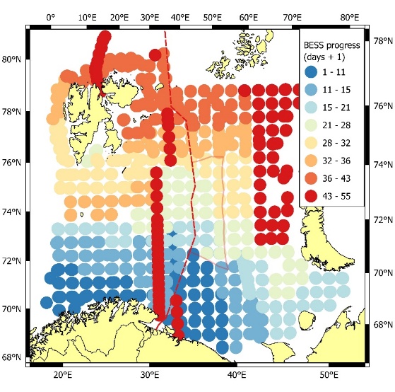 Figure 1.1. The spatial (left) and temporal (right) progression during the survey.