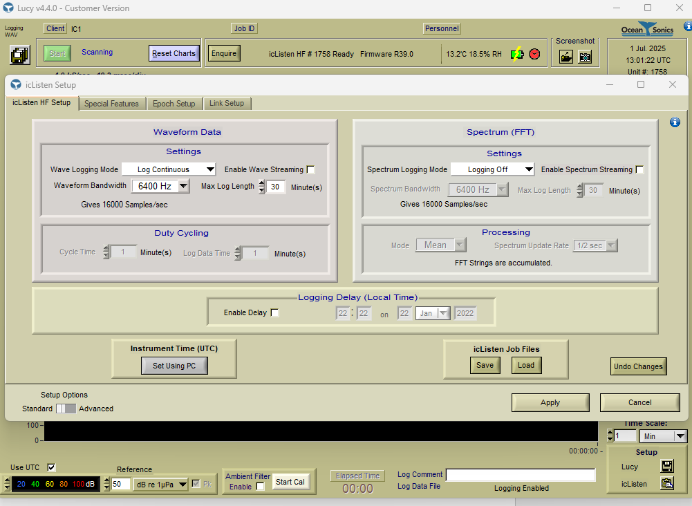 Figure A1.8. Ici Listen settings. 