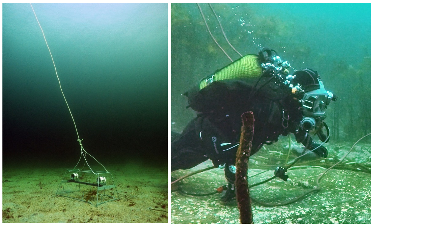 Undervannsfoto under utplassering av rigg.