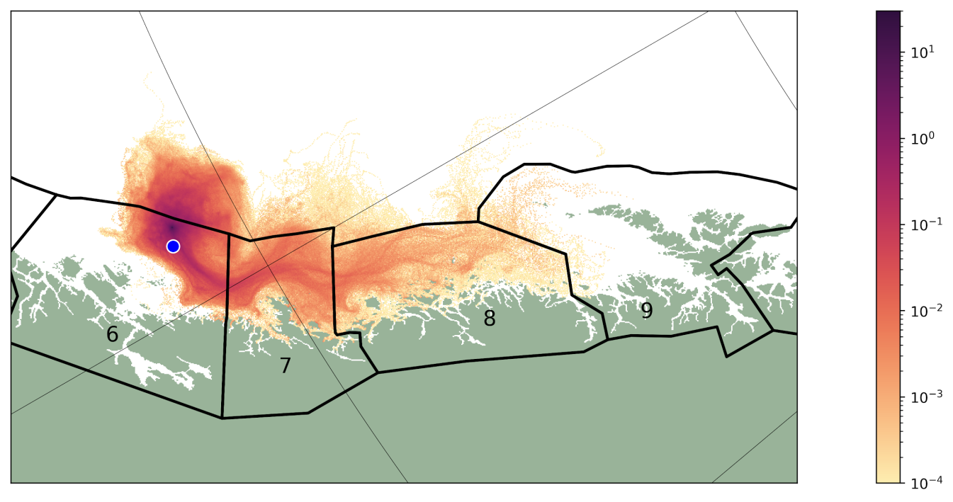 Kartmodell av spredning for havlokalitet