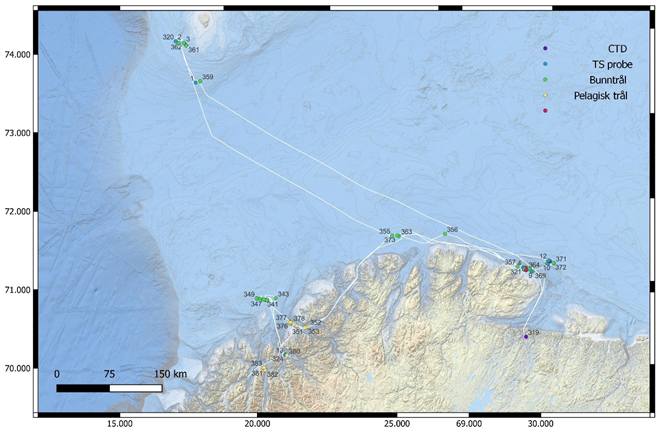 Map showing cruise track