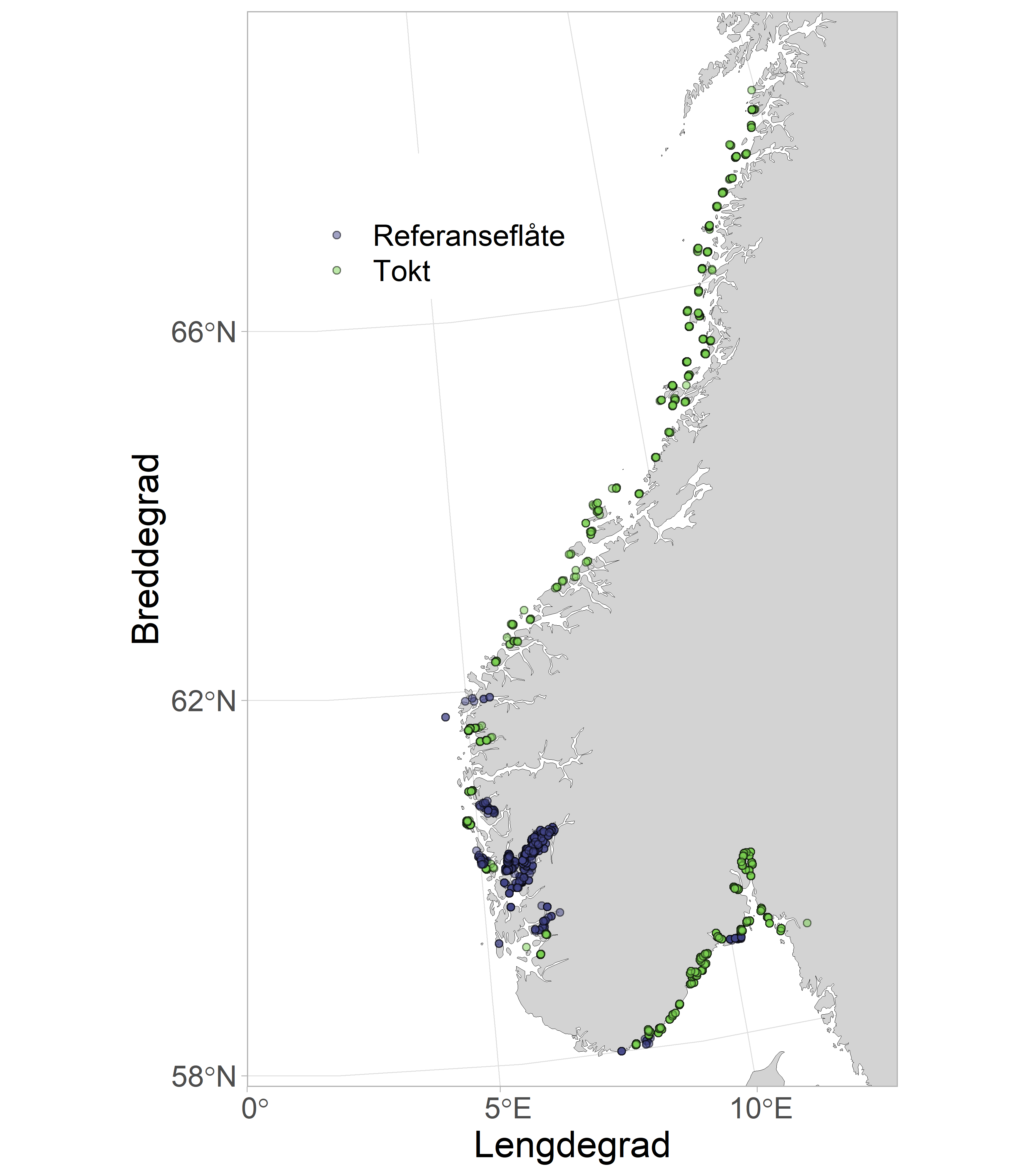 Kart: Strandkrabbefordeling i Sør-Norge