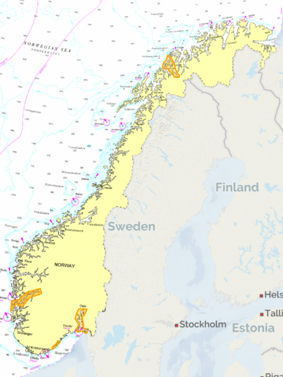 Regioner som overvåkes