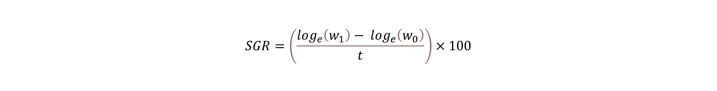 SGR=((log(w1 )-log(w0 ))/t)×100