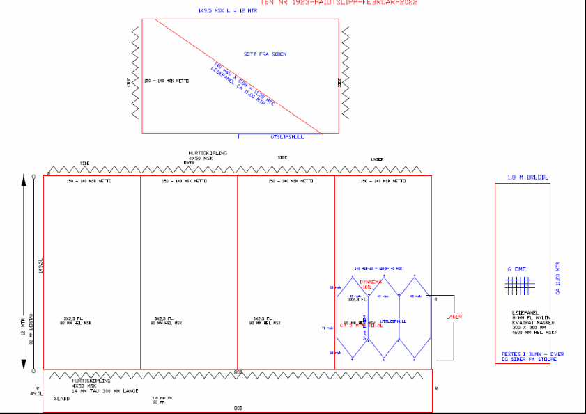 Appendix D – Bycatch Release Section – Net drawing