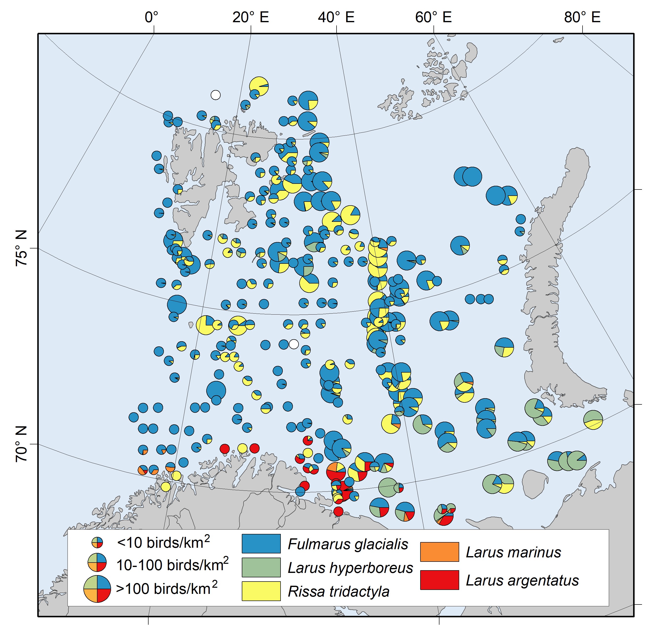 Ch 12.3.2 Density of gulls and fulmars along transects