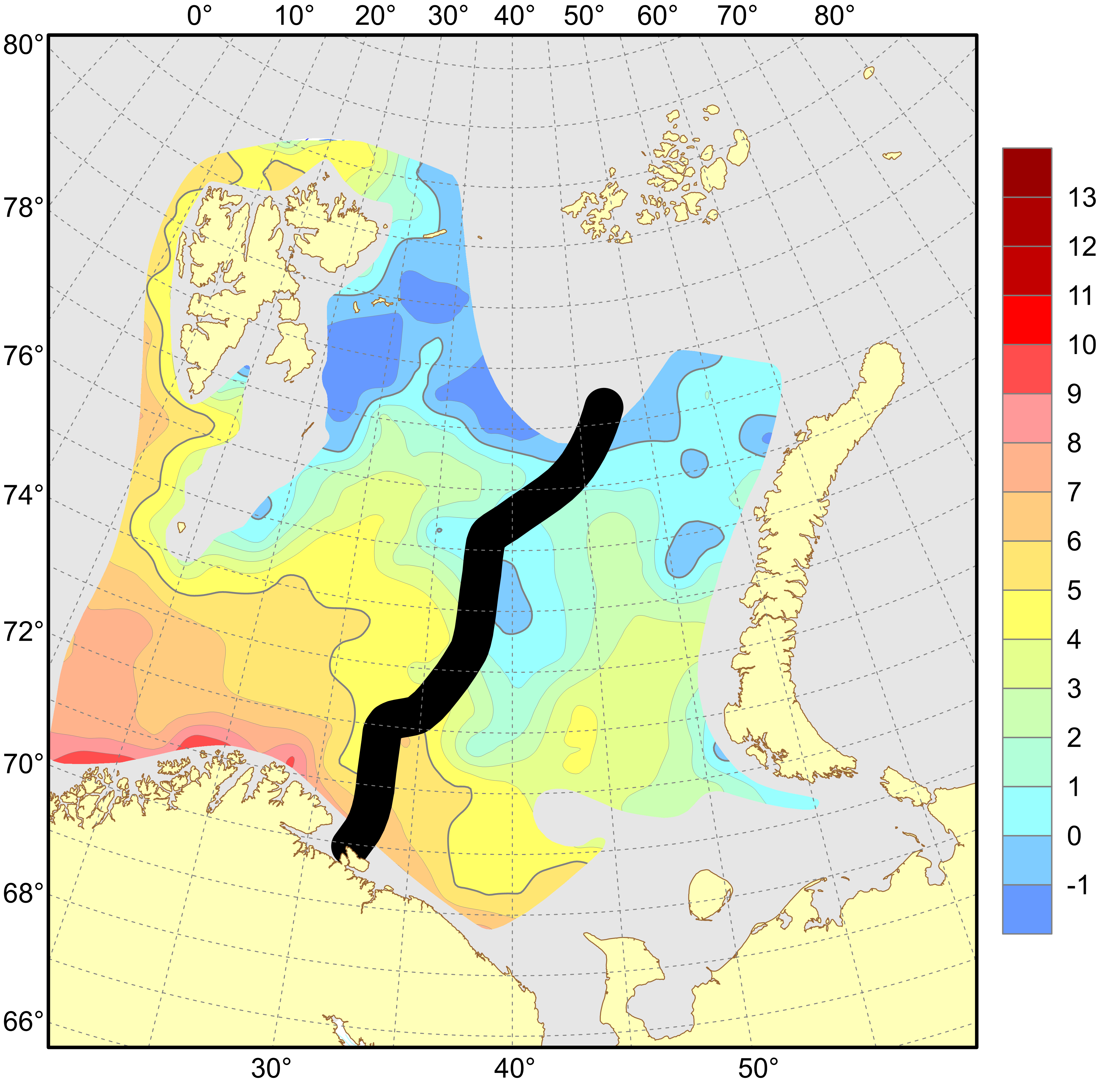 Fig. 4.1.1.5 Distribution of temperature 100 m