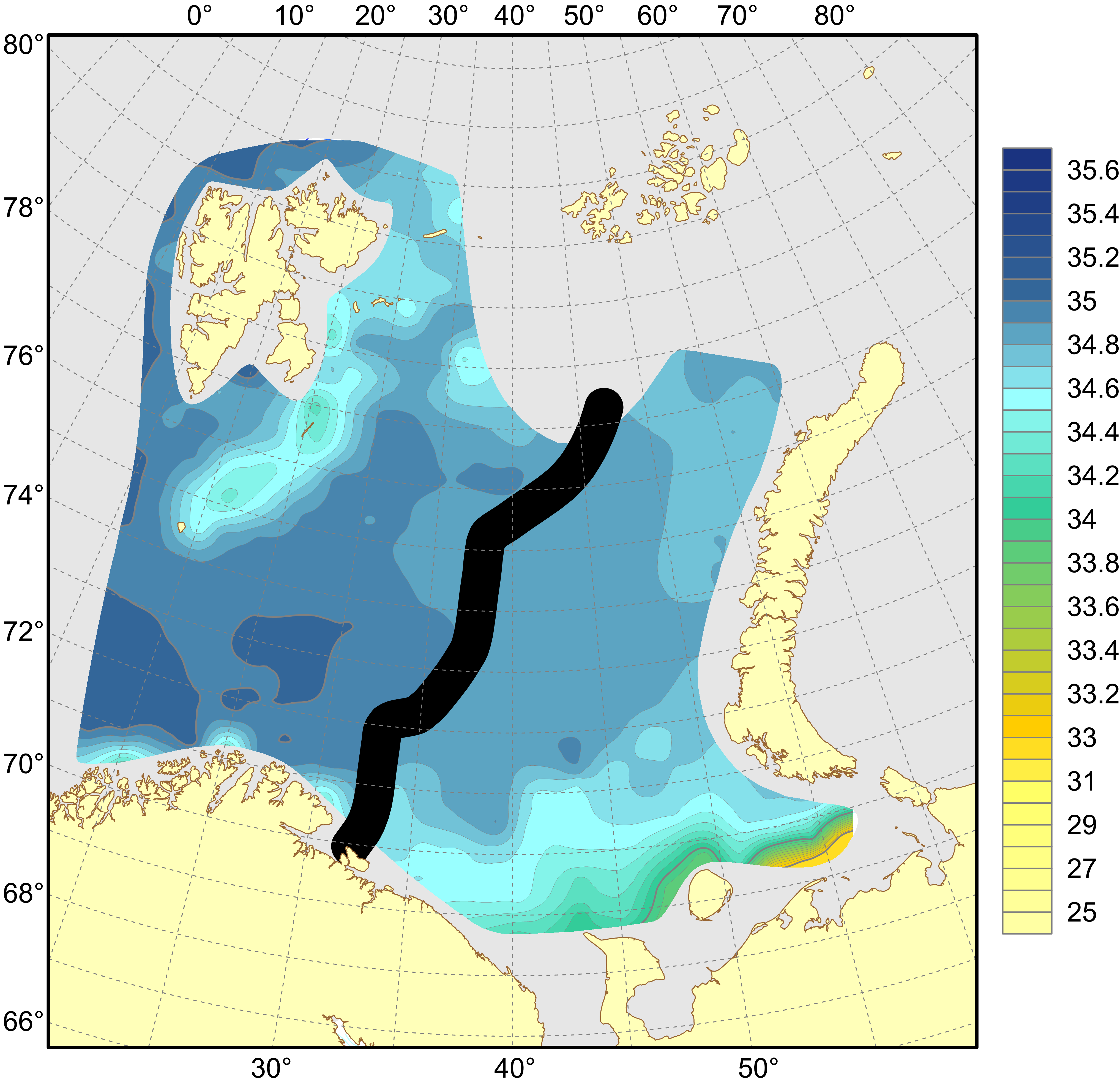 Figure 4.1.1.8. Distribution of salinity bottom 2022