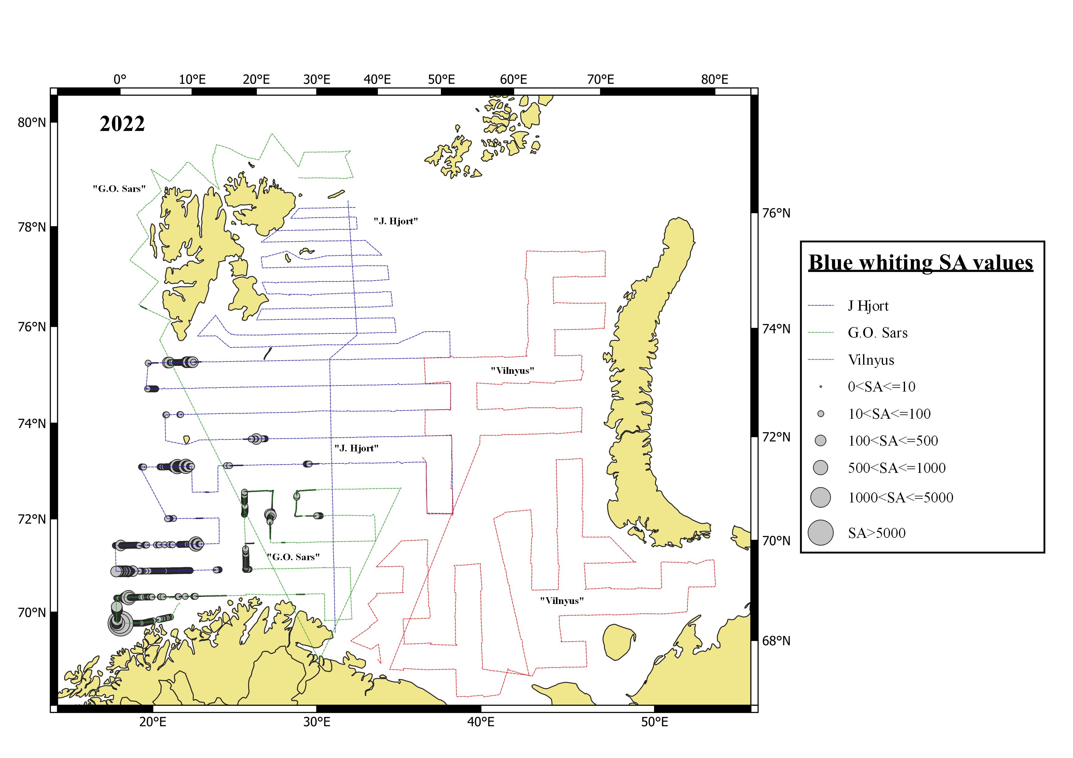 Ch 74.1.1 Geographical distribution of blue whiting 2022