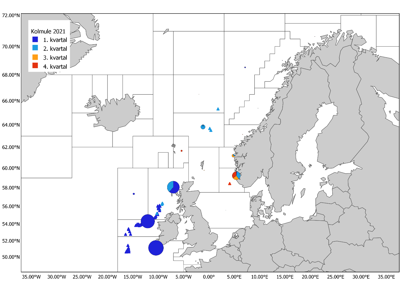 Geografisk fordeling kolmule.