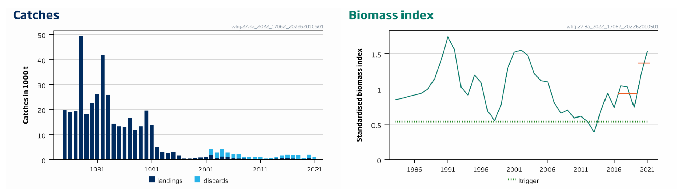 Figure D.1.9b. Whiting in Division 3a (Skagerrak and Kattegat). Summary of the stock assessment. From (ICES, 2022b).