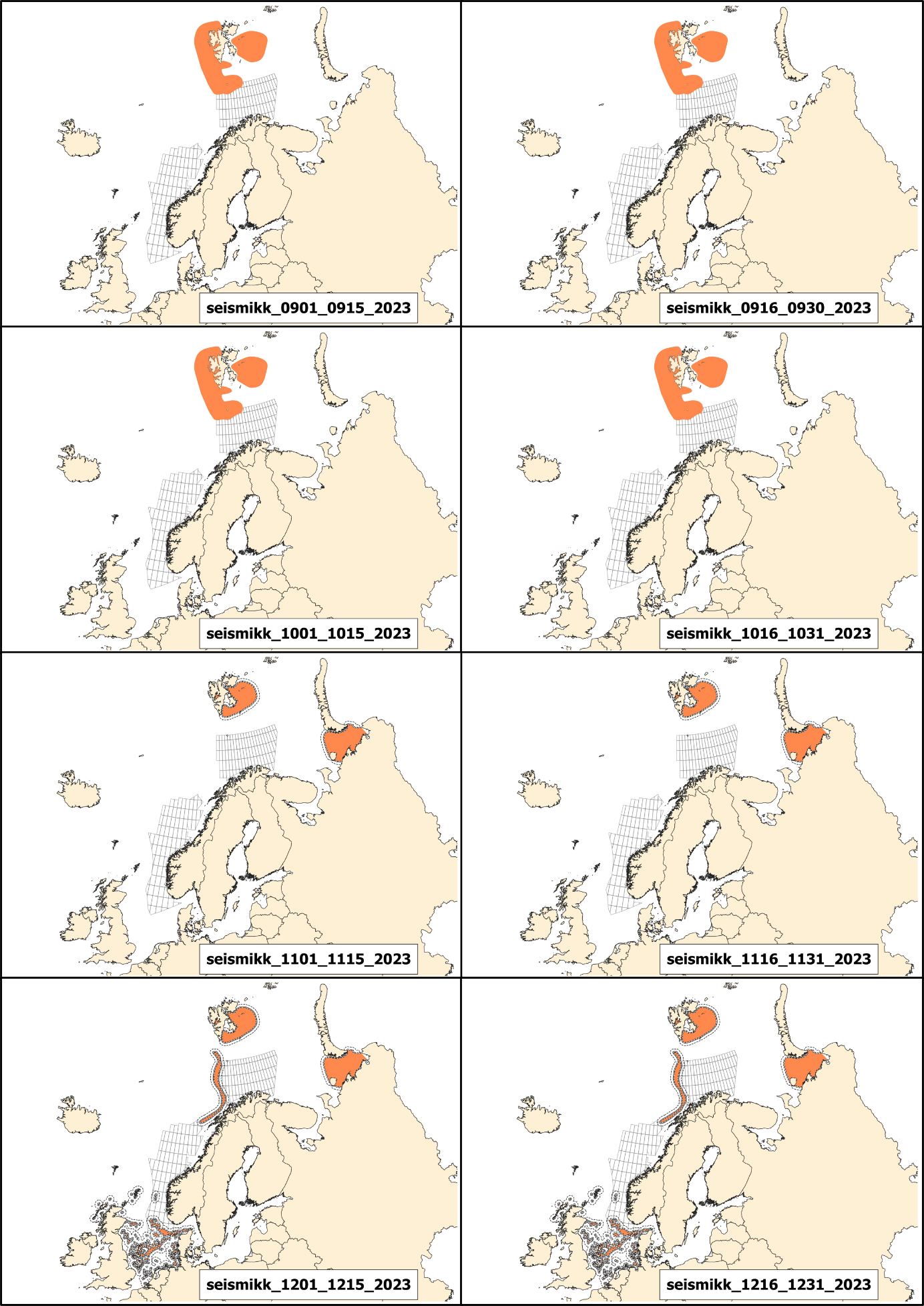 Figur A1.5 Oversikt over rådgivningskart for seismikk