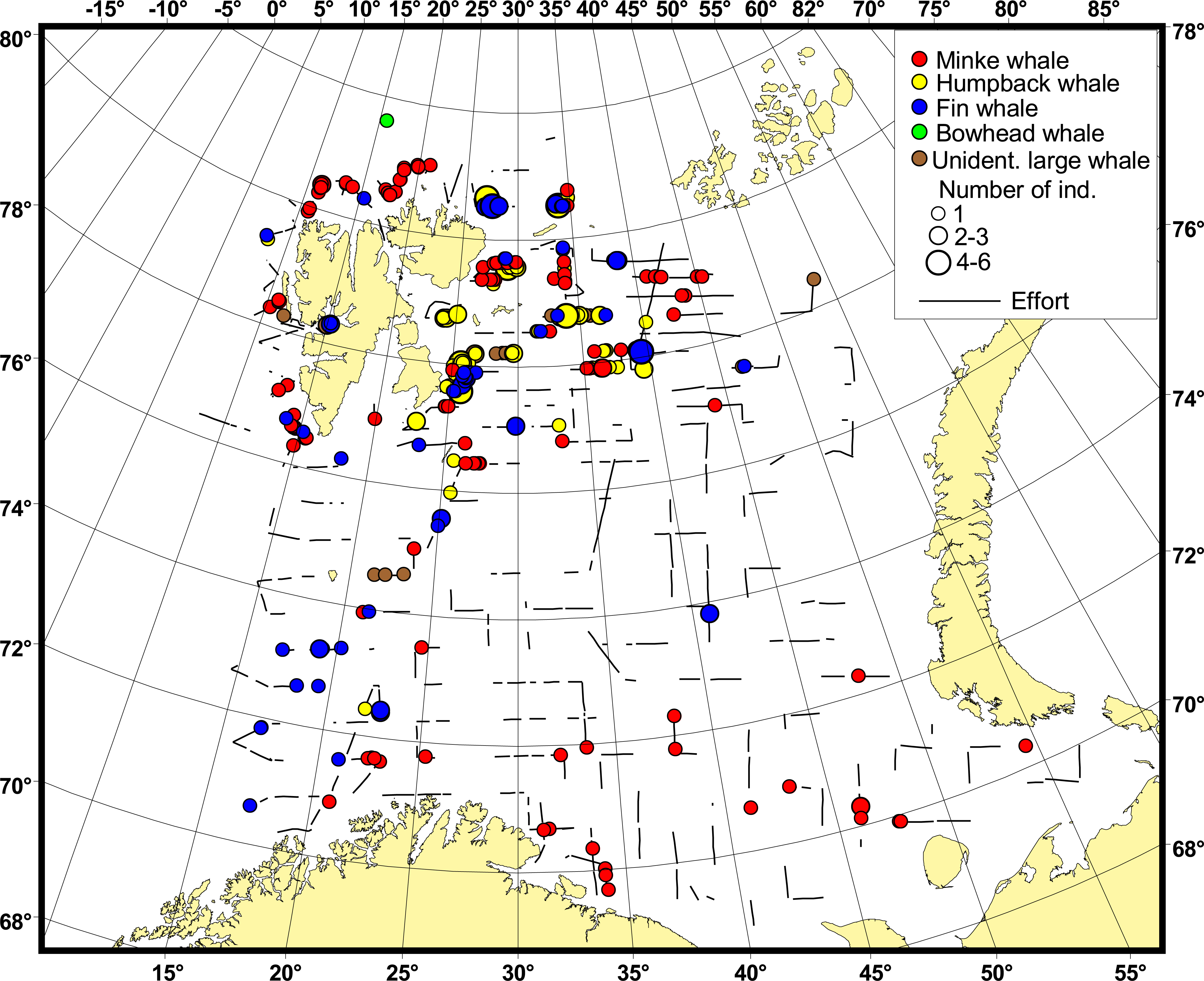 Figure 12.1.2. Distribution of baleen whales in BESS 2023