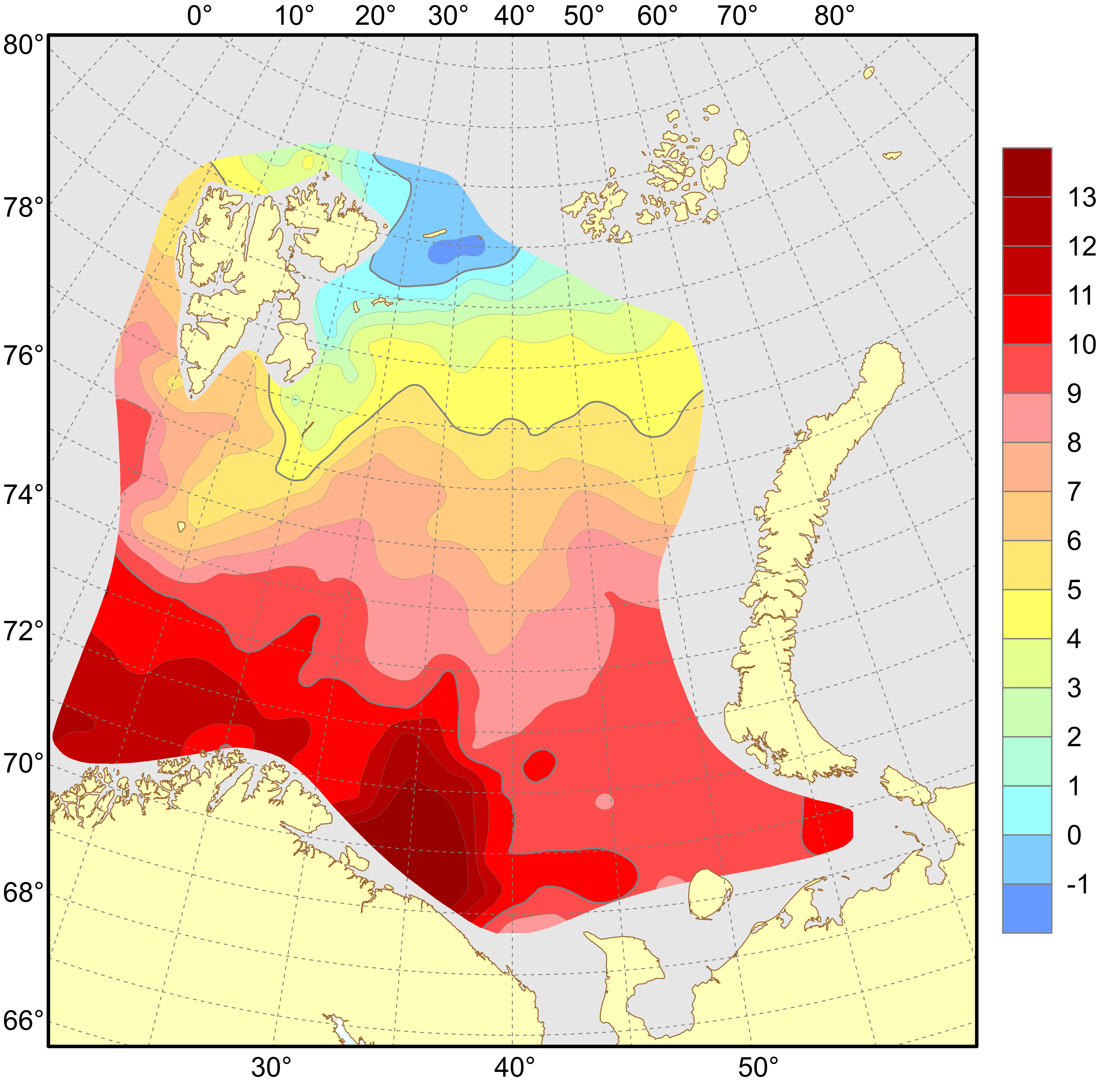 Figure 4.1.1.1. Distribution of surface temperature (°C), August–September 2023.