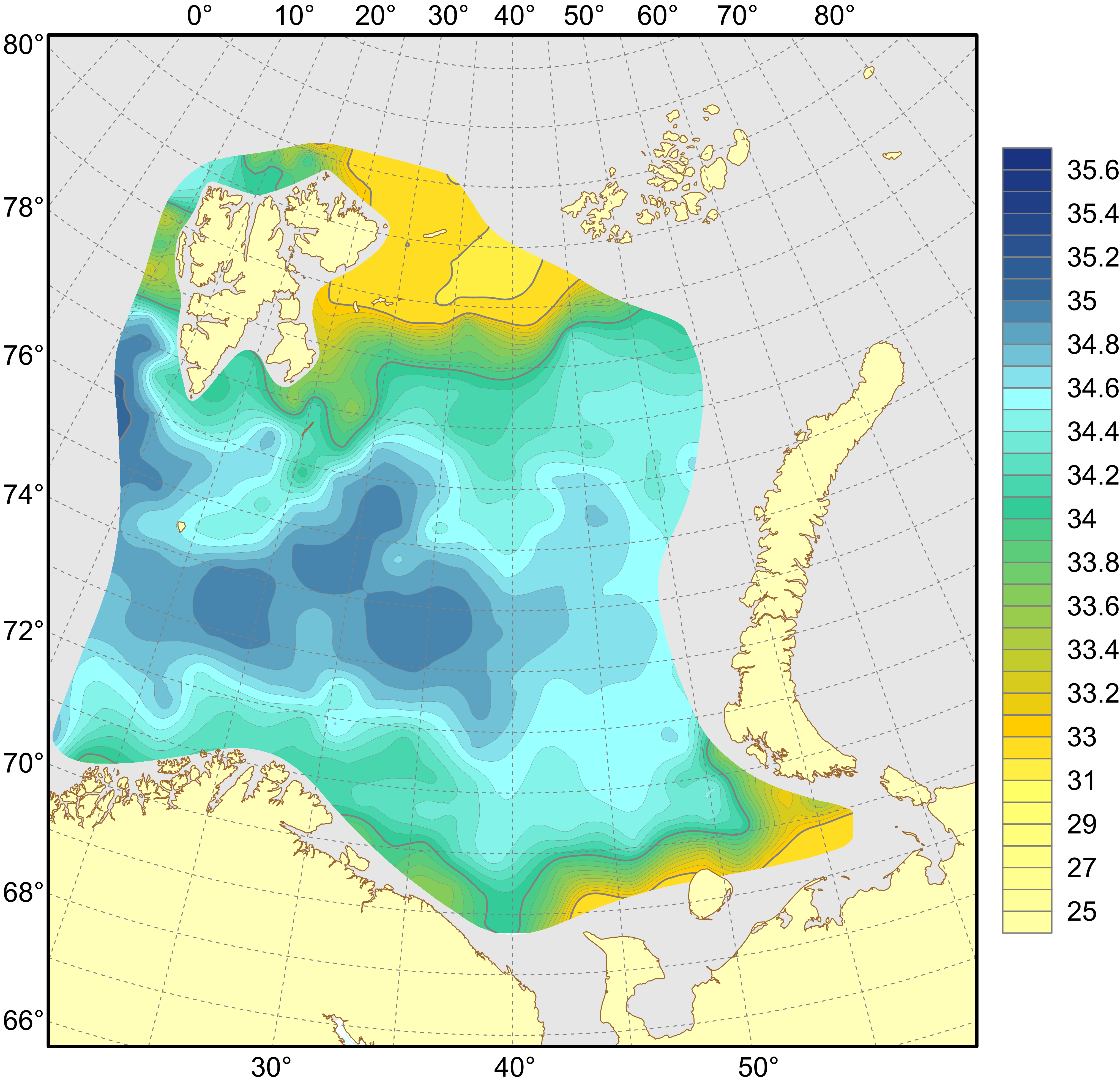 Figure 4.1.1.2. Distribution of surface salinity, August–September 2023.