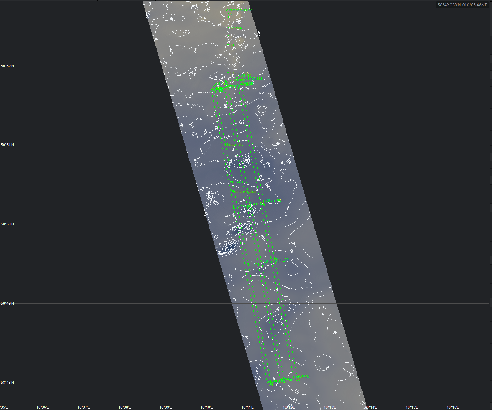 Map with dive plan from AUV dive 2